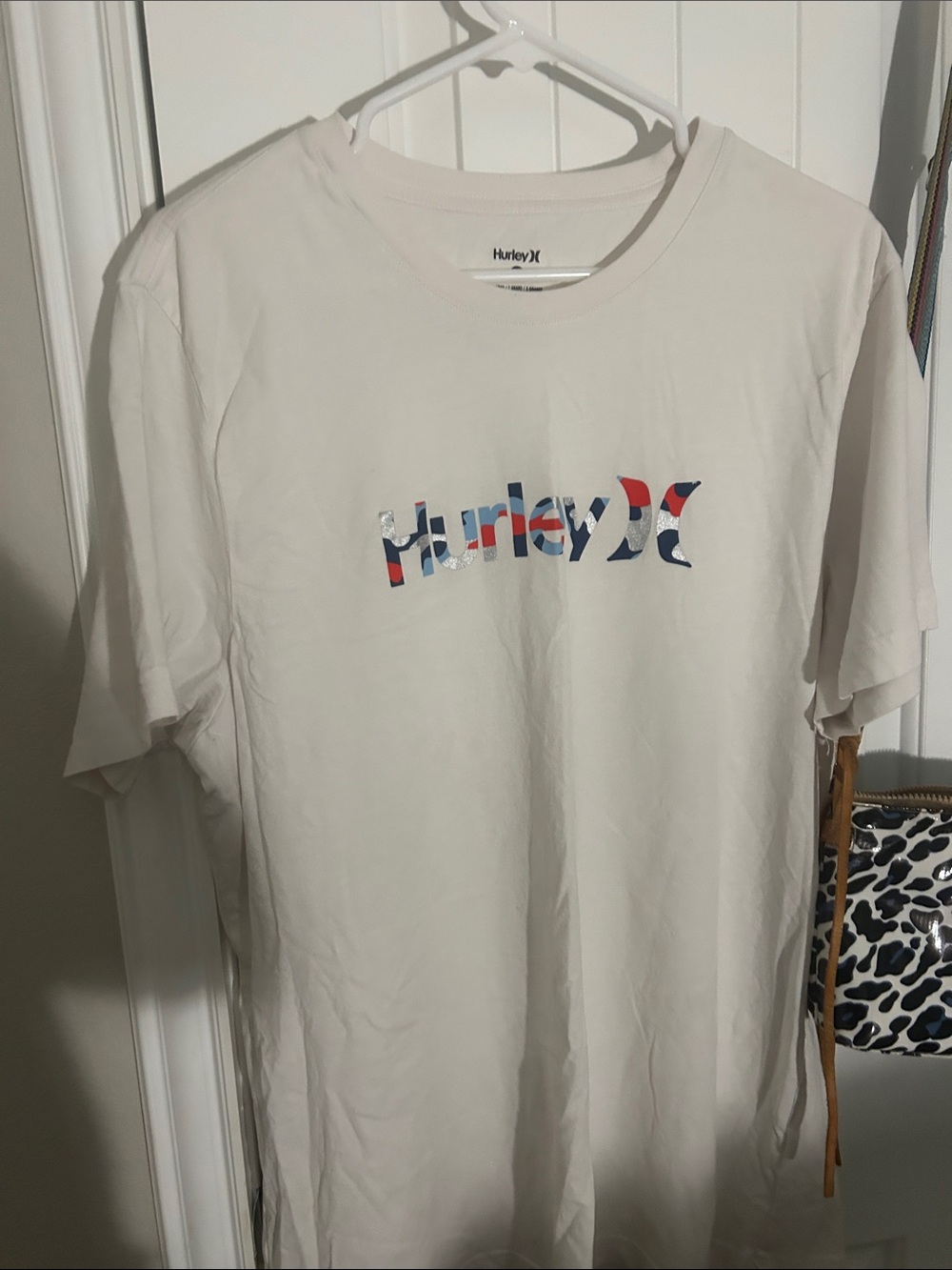 Hurley White Crew Neck T-Shirt with Black Logo